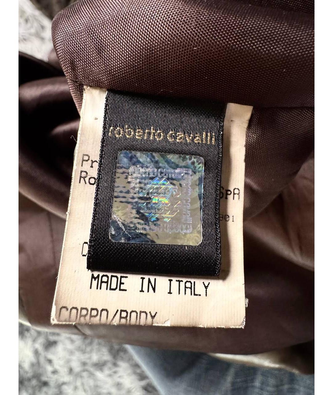 ROBERTO CAVALLI Коричневая кожаная куртка, фото 5