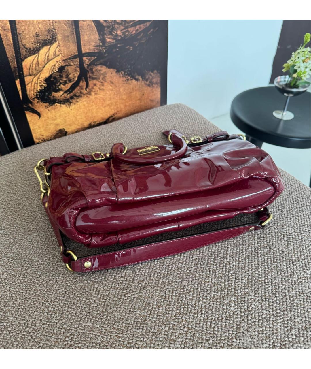 COACH Бордовая сумка тоут из лакированной кожи, фото 4