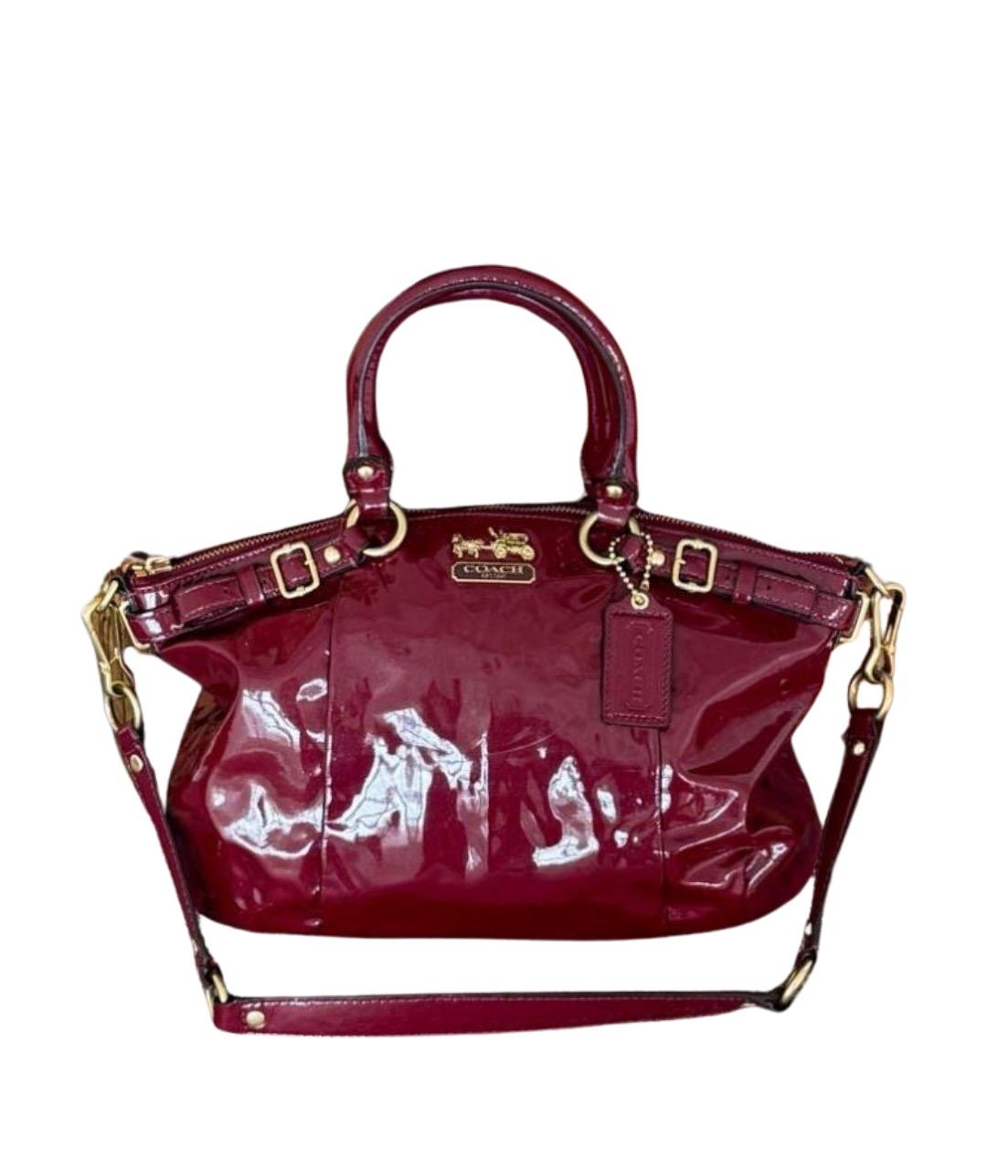 COACH Бордовая сумка тоут из лакированной кожи, фото 1