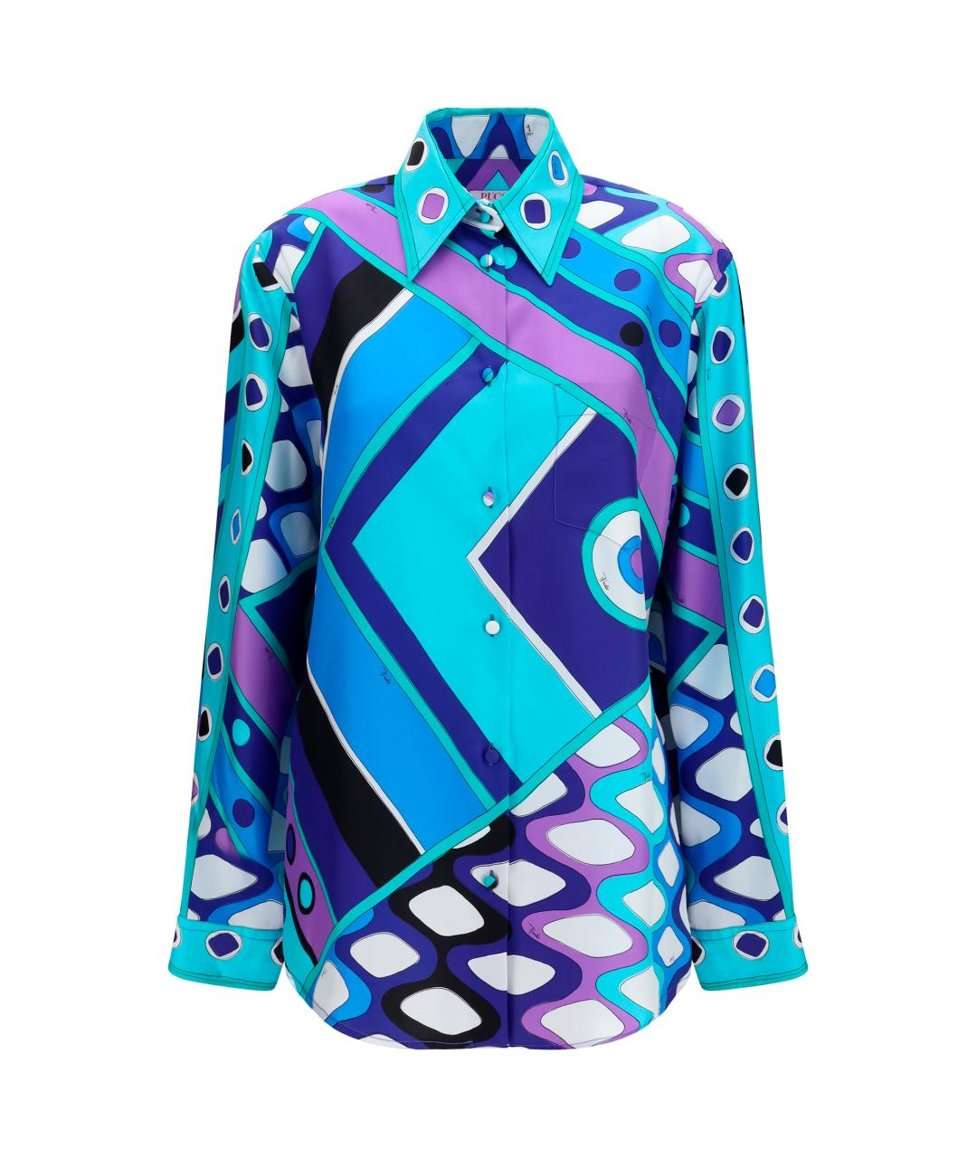 PUCCI Синяя шелковая рубашка, фото 1