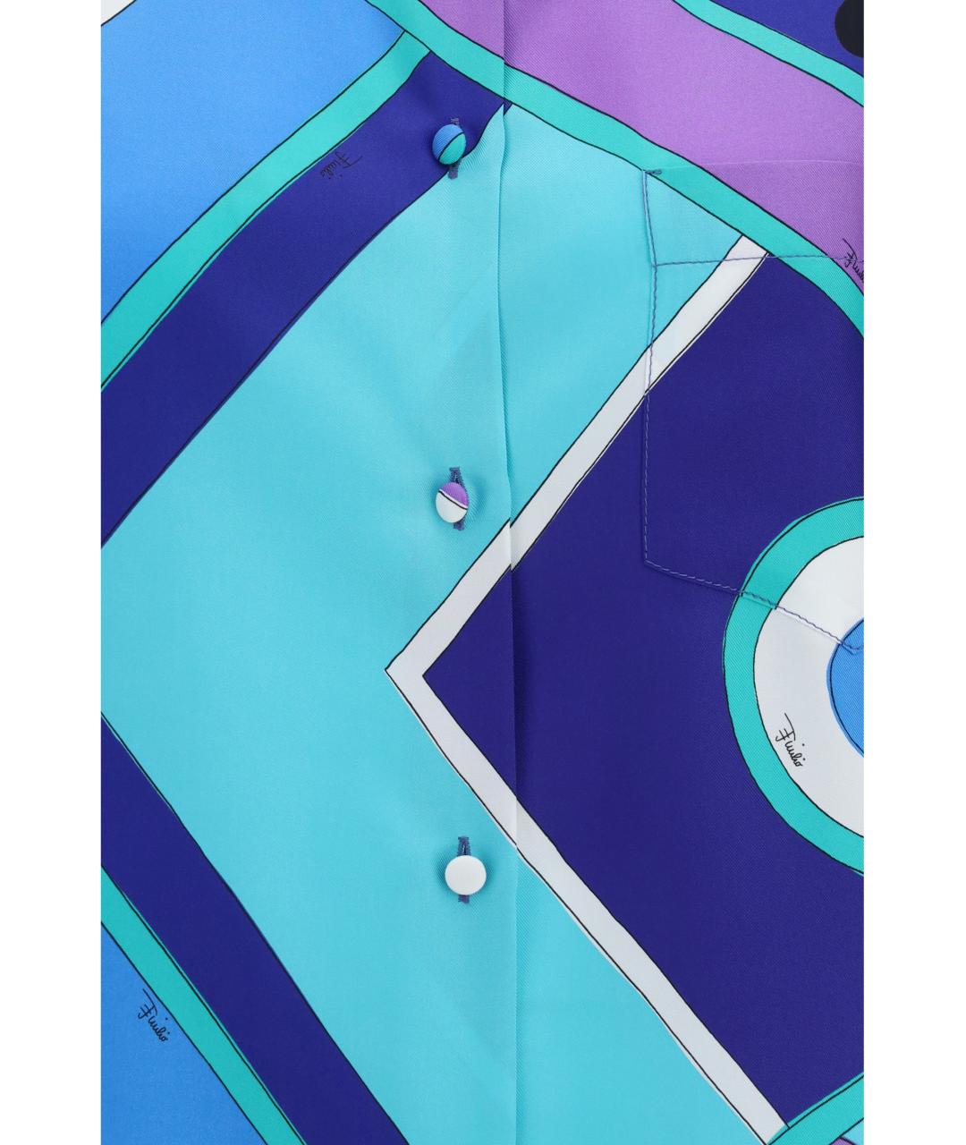 PUCCI Синяя шелковая рубашка, фото 3