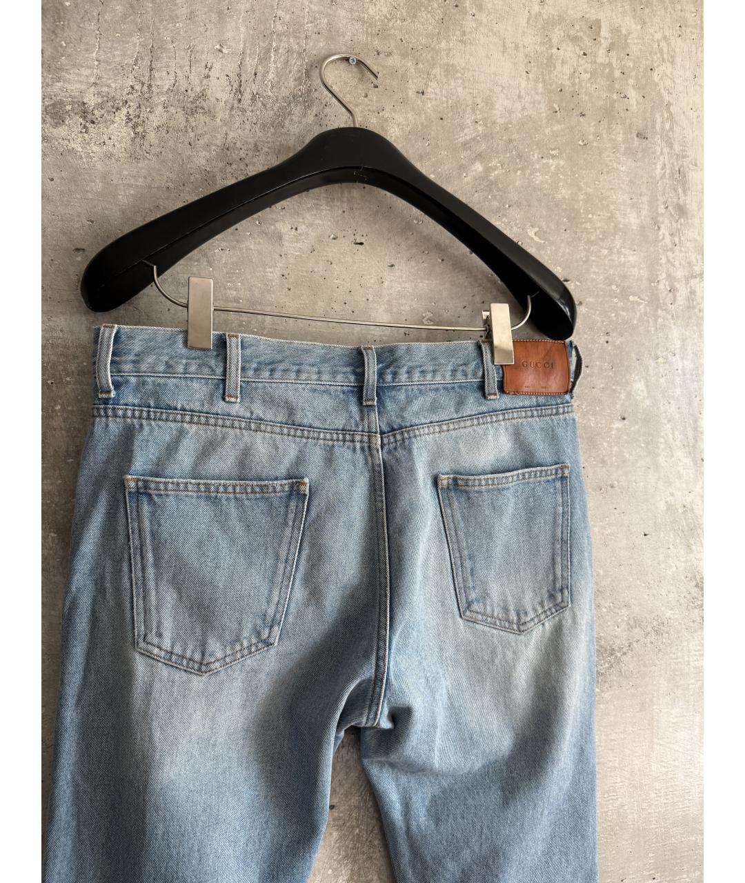 GUCCI Голубые хлопковые джинсы скинни, фото 3