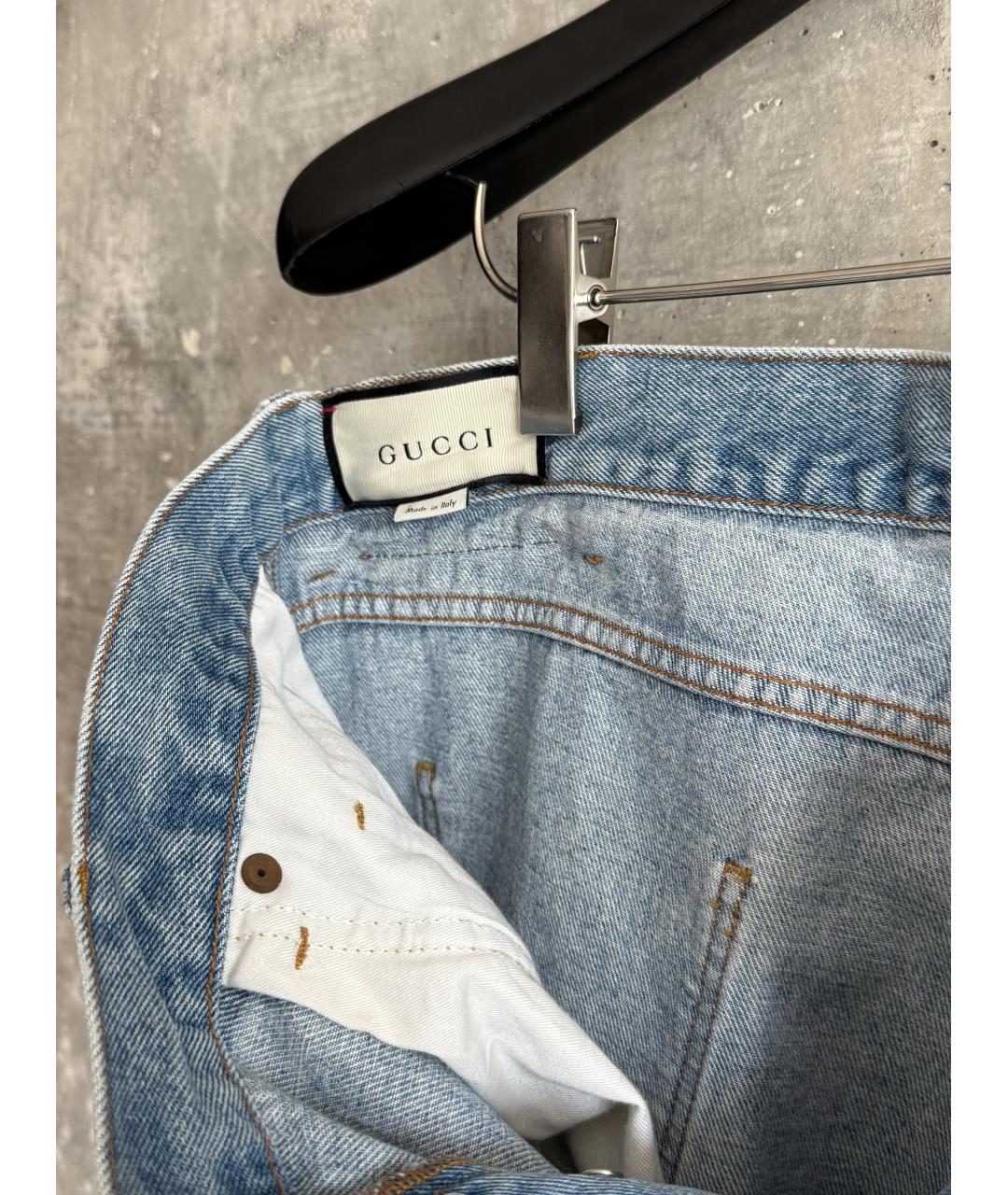 GUCCI Голубые хлопковые джинсы скинни, фото 9