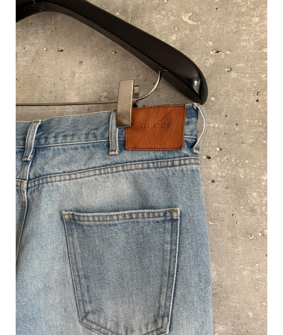 GUCCI Голубые хлопковые джинсы скинни, фото 4