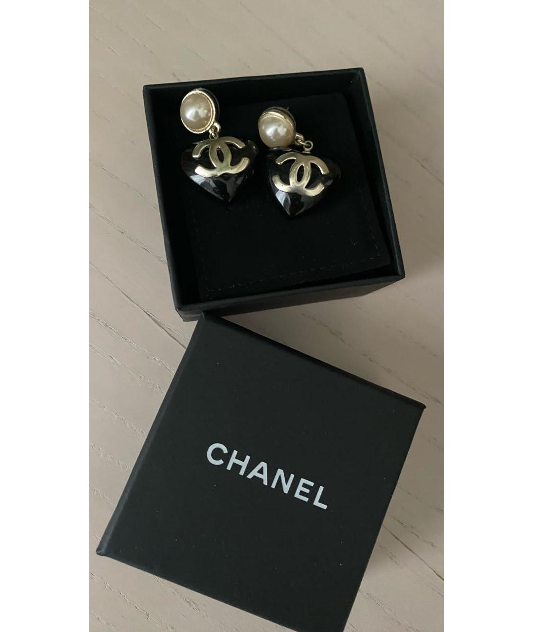 CHANEL Черные металлические серьги, фото 2
