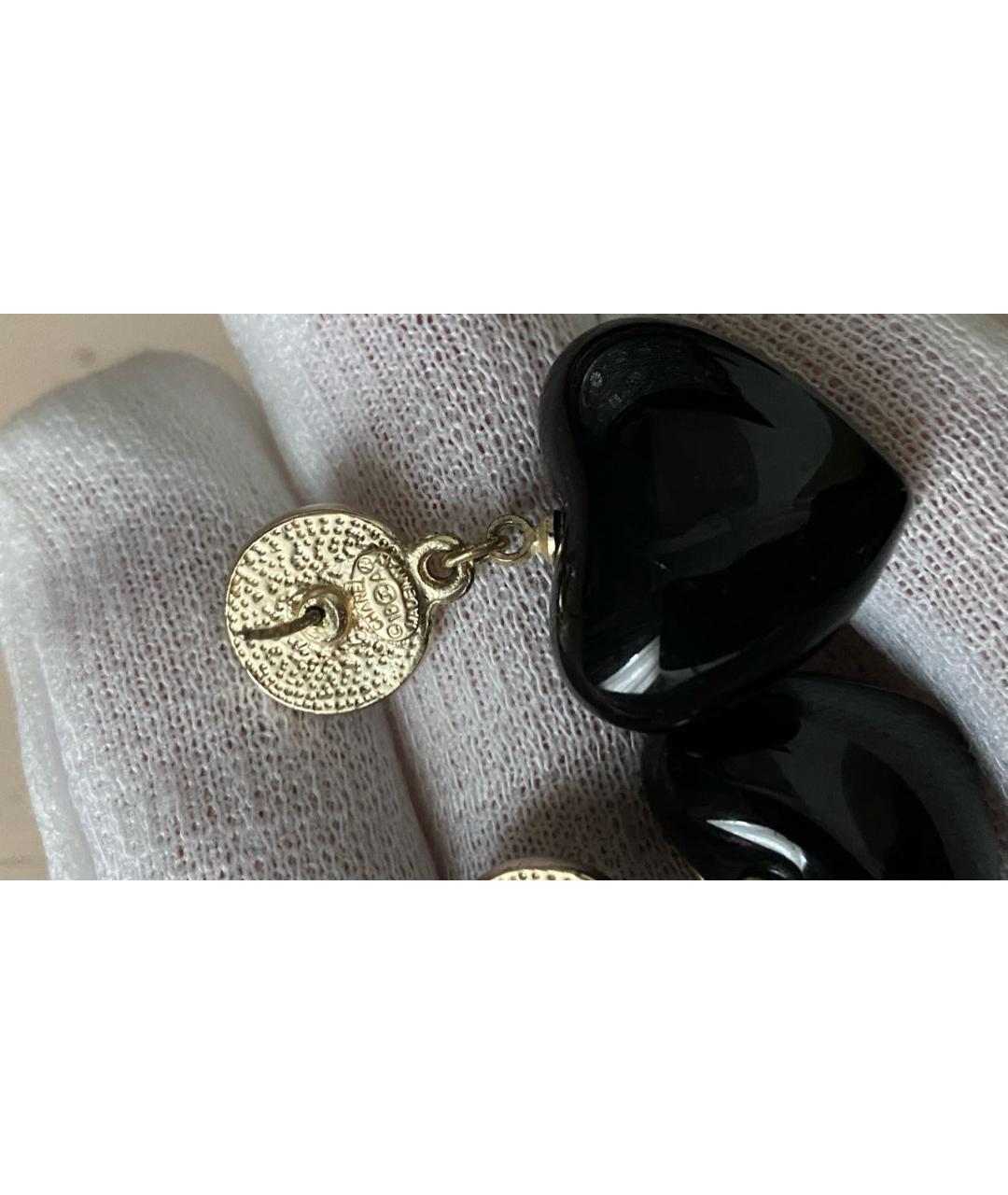 CHANEL Черные металлические серьги, фото 3
