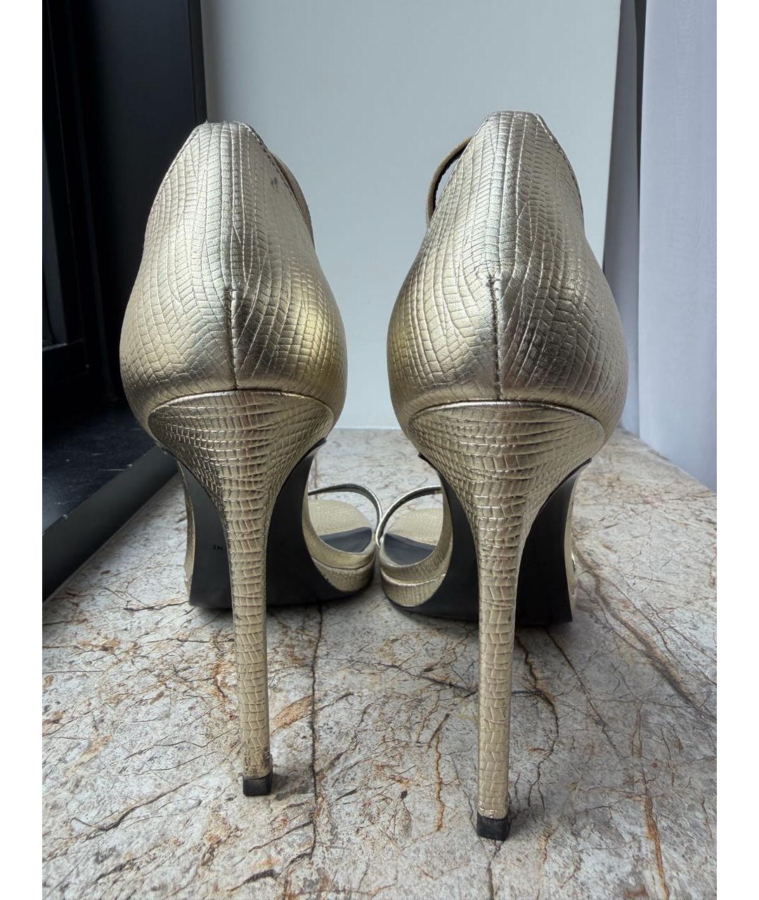 SAINT LAURENT Золотые кожаные туфли, фото 4