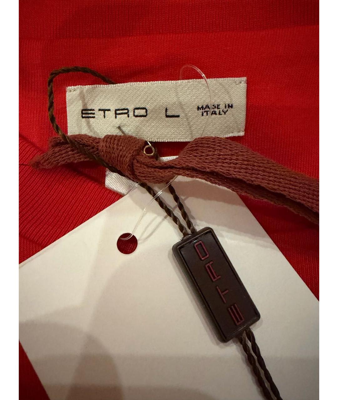 ETRO Красная хлопковая футболка, фото 4