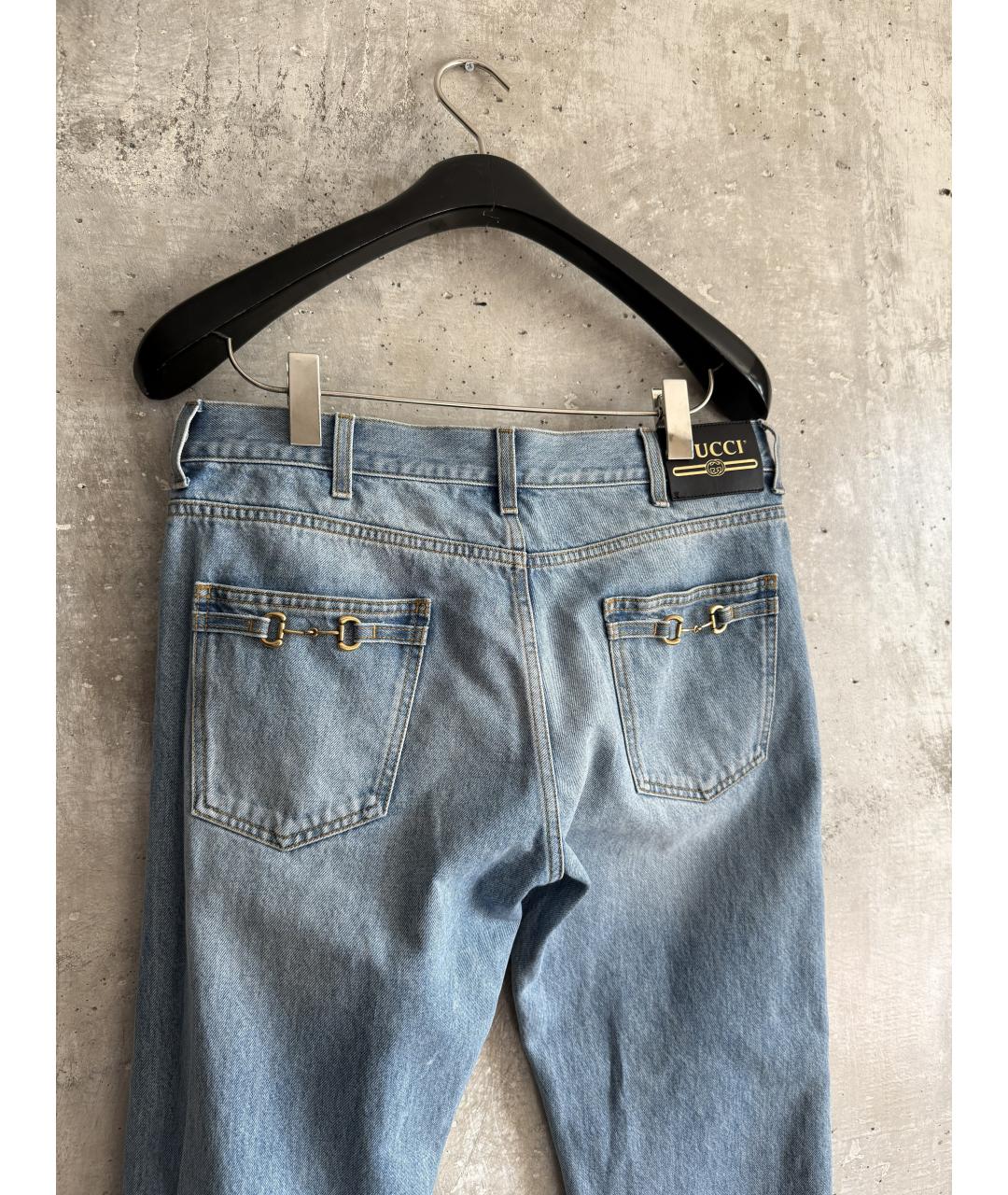 GUCCI Голубые хлопковые джинсы скинни, фото 3