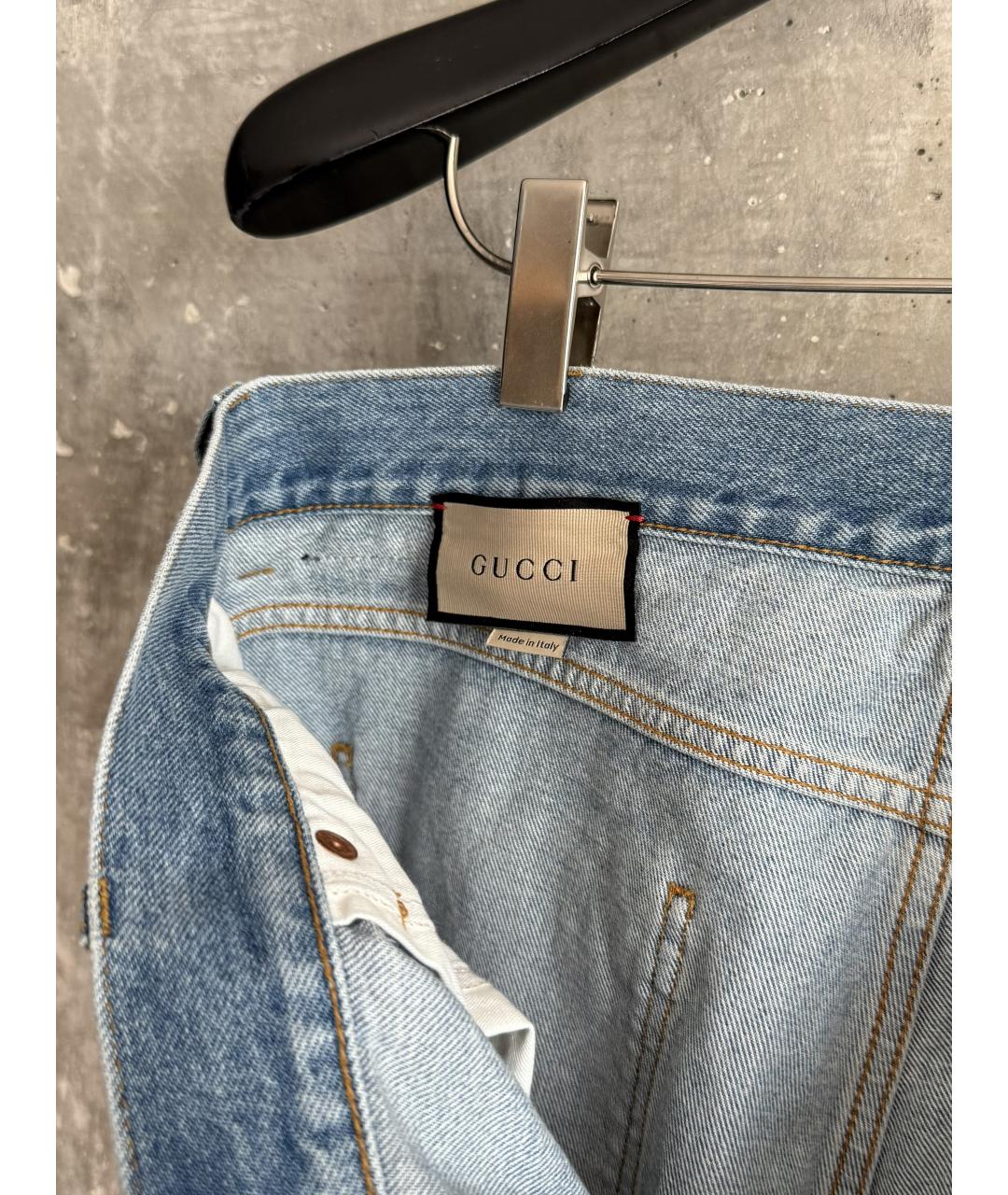 GUCCI Голубые хлопковые джинсы скинни, фото 7