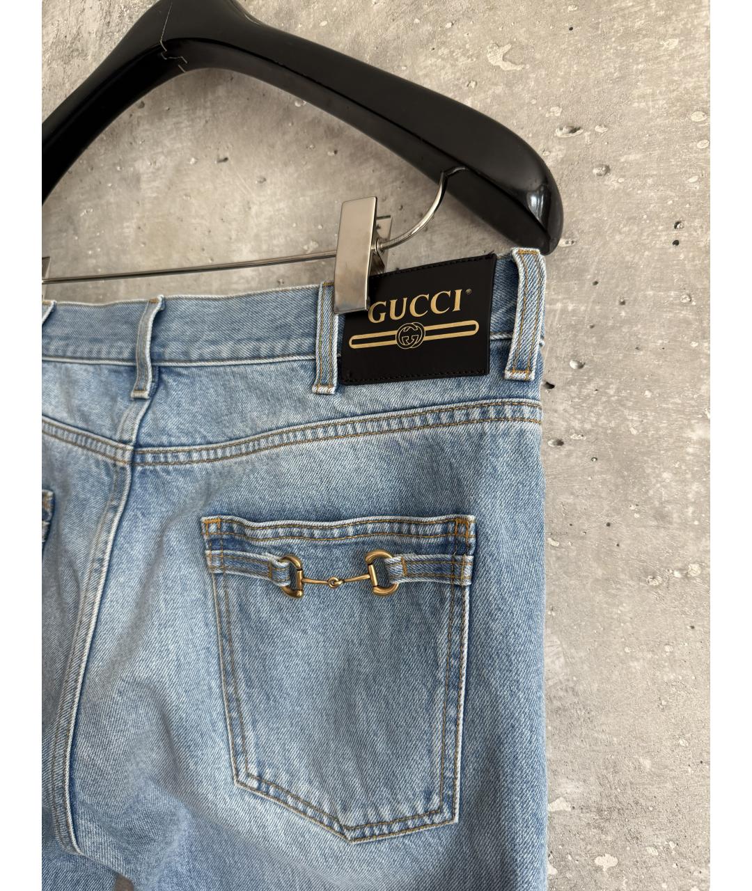 GUCCI Голубые хлопковые джинсы скинни, фото 4