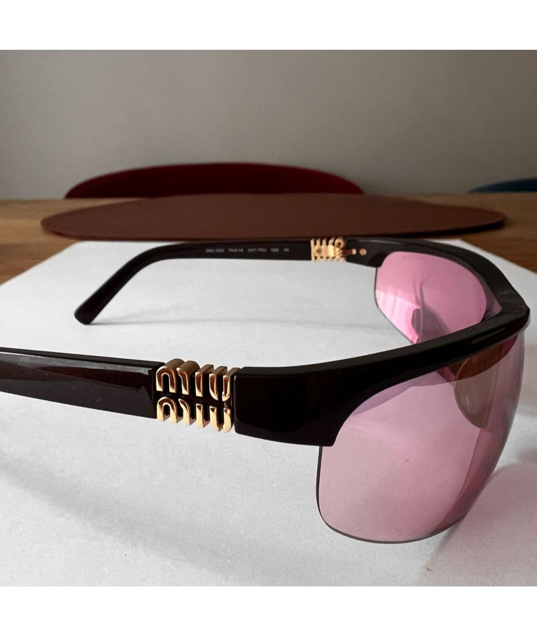MIU MIU Розовые пластиковые солнцезащитные очки, фото 3
