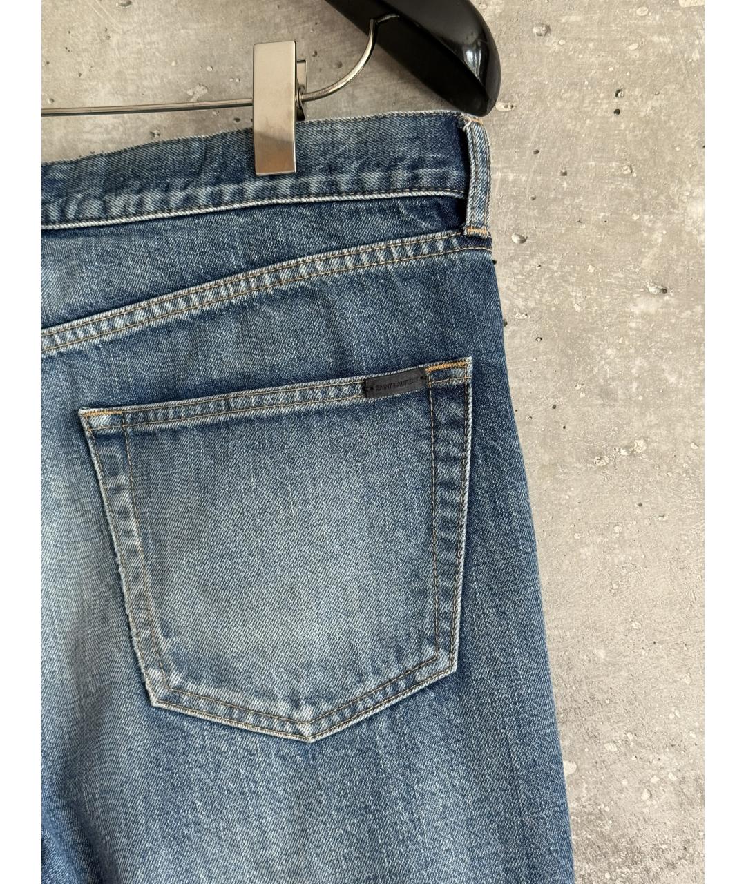 SAINT LAURENT Синие хлопковые прямые джинсы, фото 4