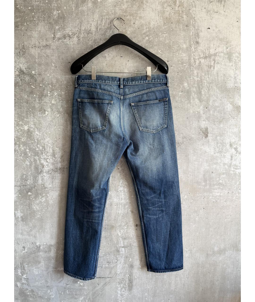 SAINT LAURENT Синие хлопковые прямые джинсы, фото 2