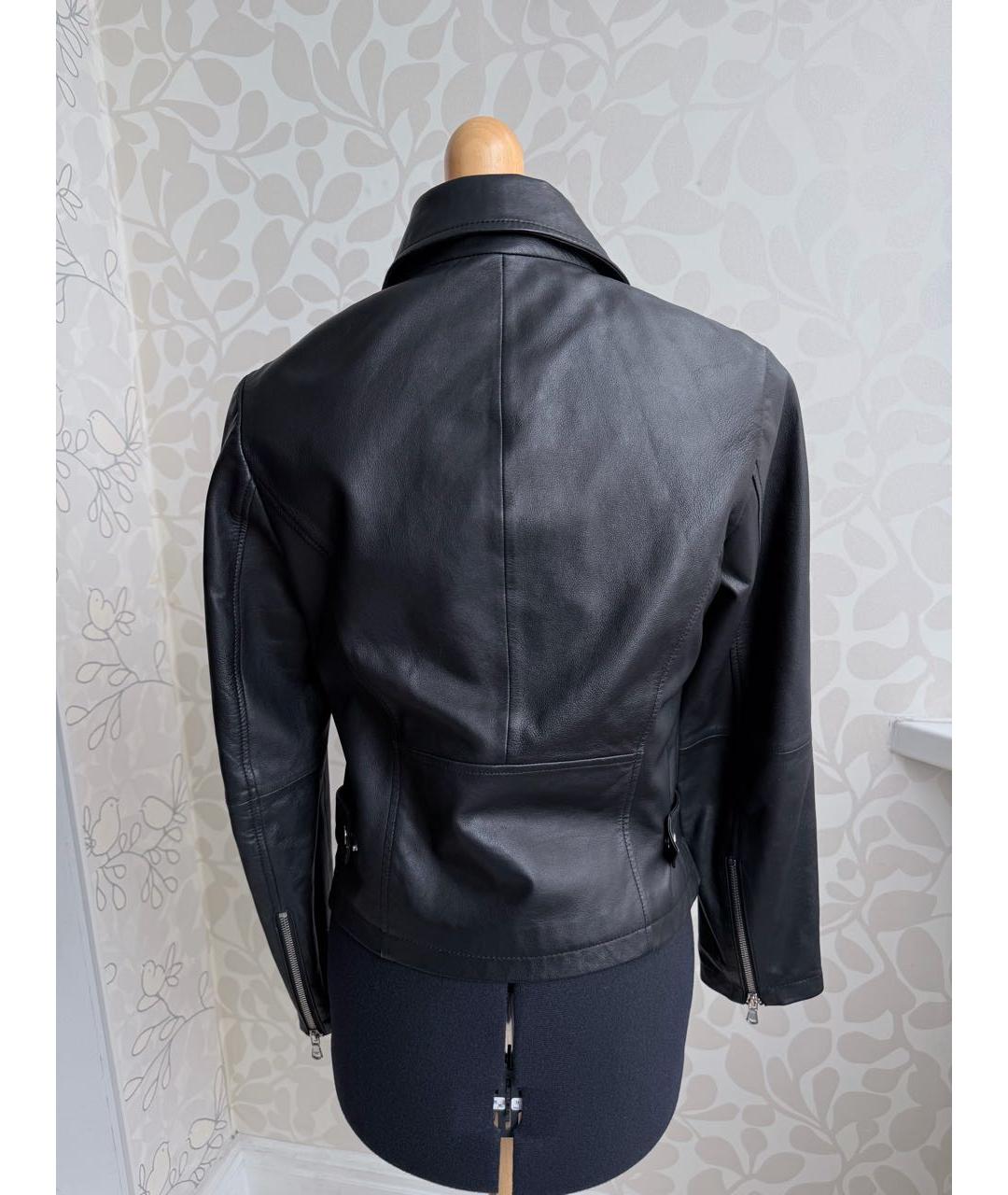 EMPORIO ARMANI Черная кожаная куртка, фото 2