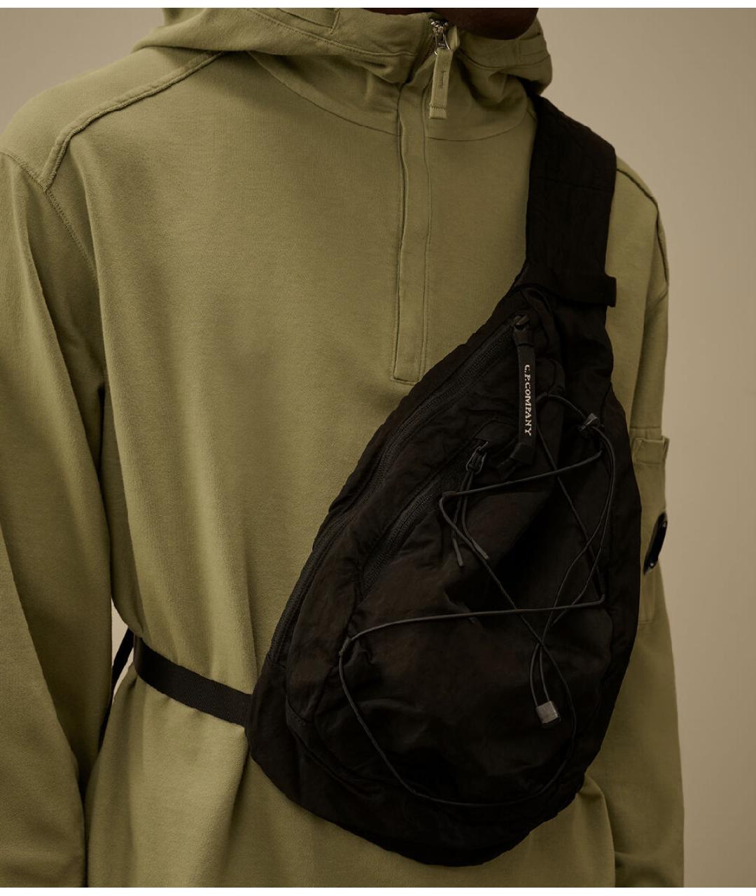 CP COMPANY Черная синтетическая сумка на плечо, фото 5