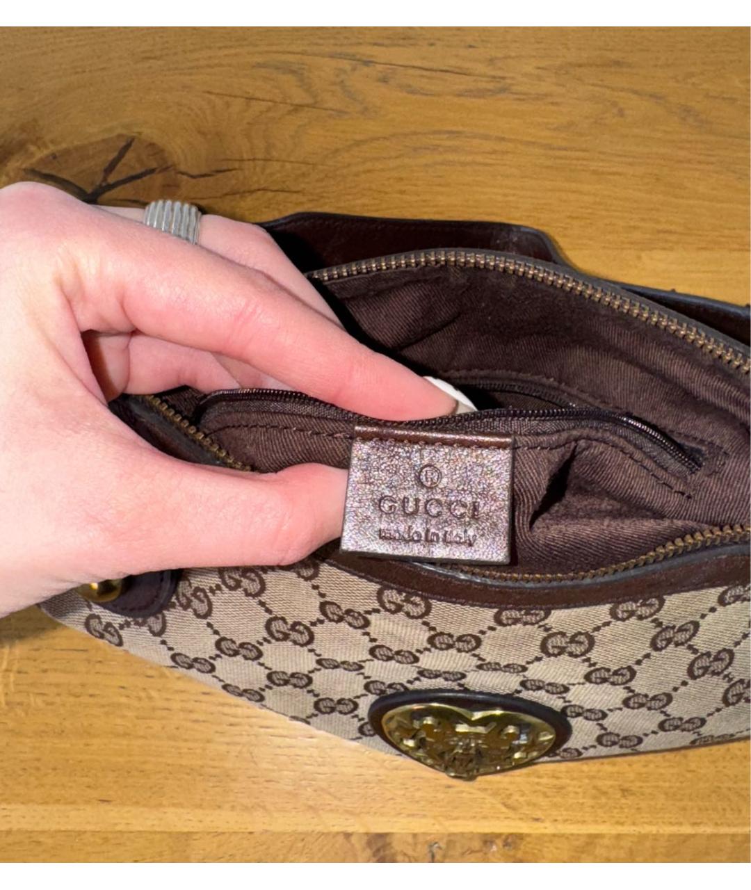 GUCCI Коричневая кожаная сумка тоут, фото 7