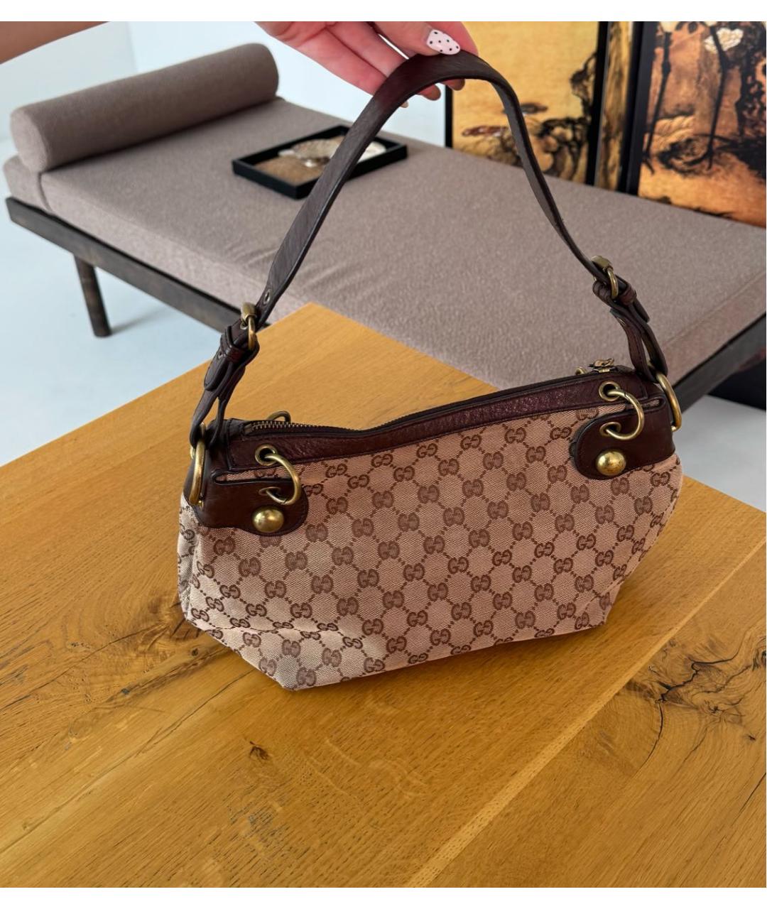 GUCCI Коричневая кожаная сумка тоут, фото 8