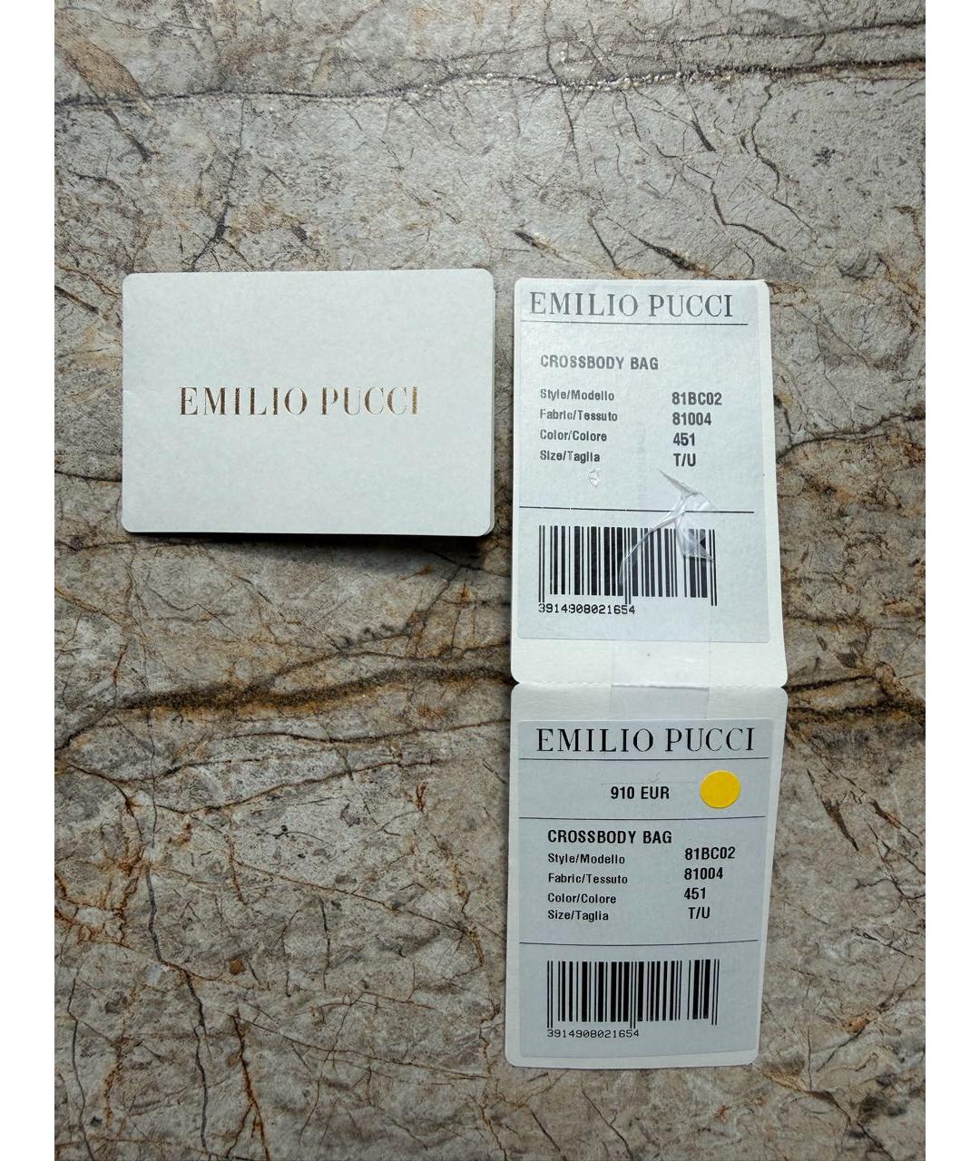 EMILIO PUCCI Голубая кожаная сумка с короткими ручками, фото 6