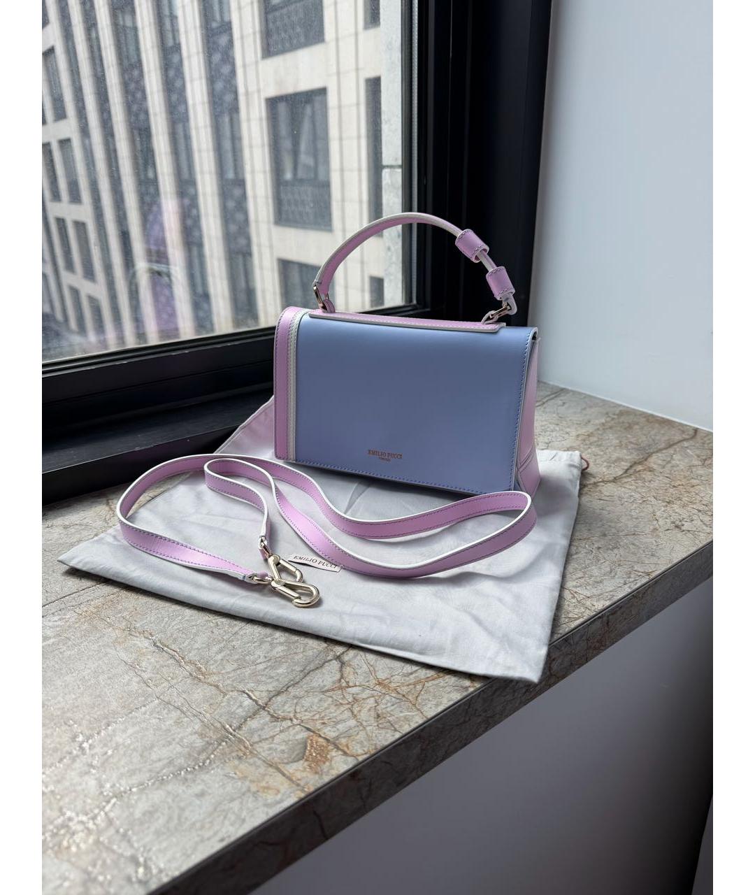 EMILIO PUCCI Голубая кожаная сумка с короткими ручками, фото 2