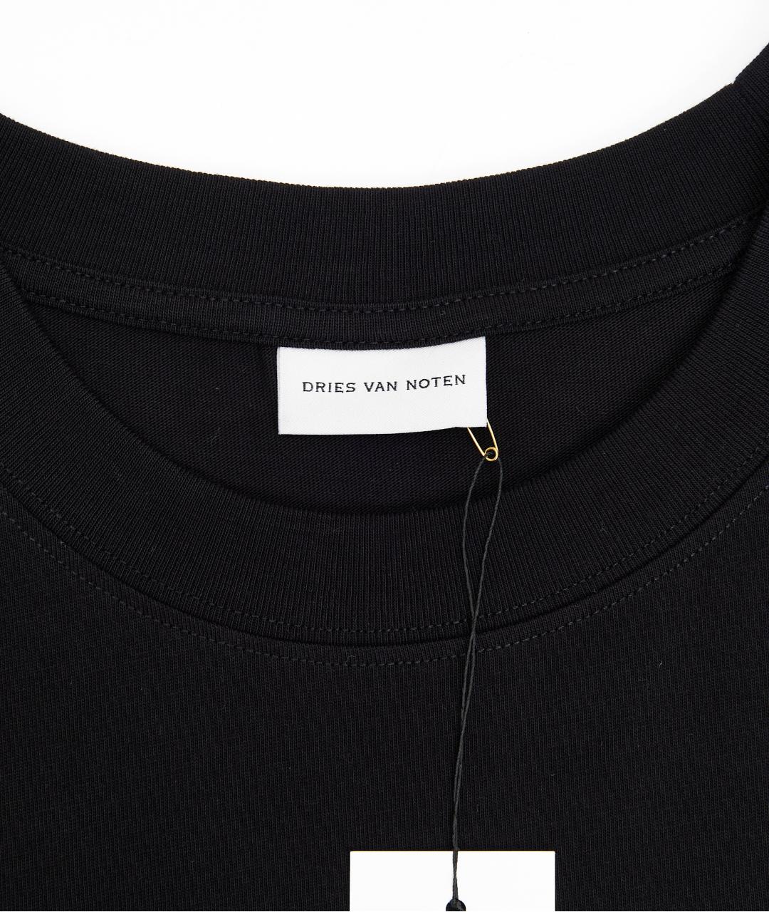 DRIES VAN NOTEN Черная хлопковая футболка, фото 3