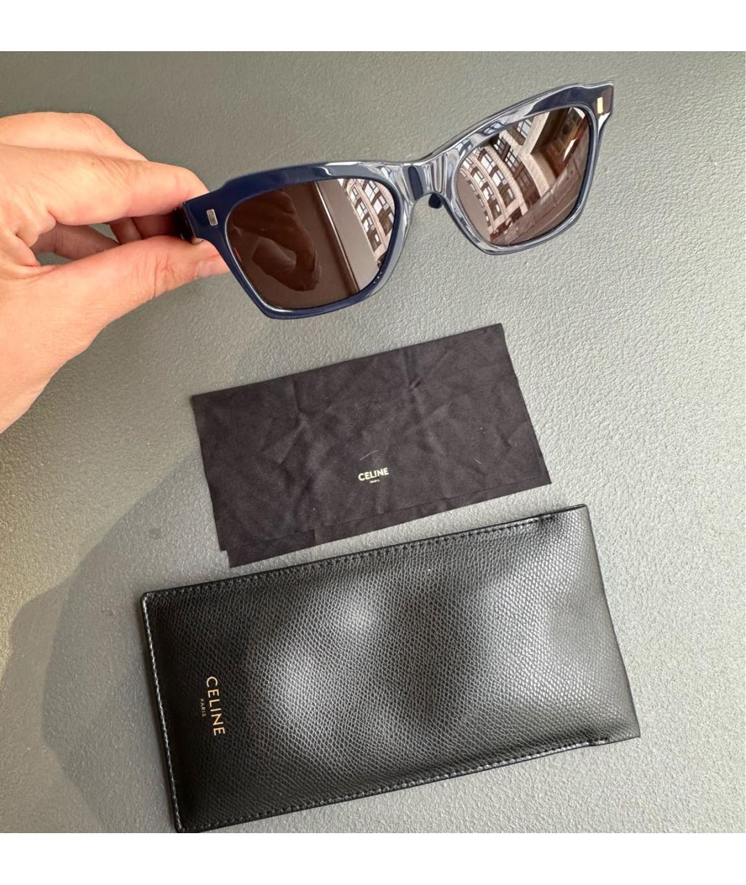 CELINE Темно-синие пластиковые солнцезащитные очки, фото 4