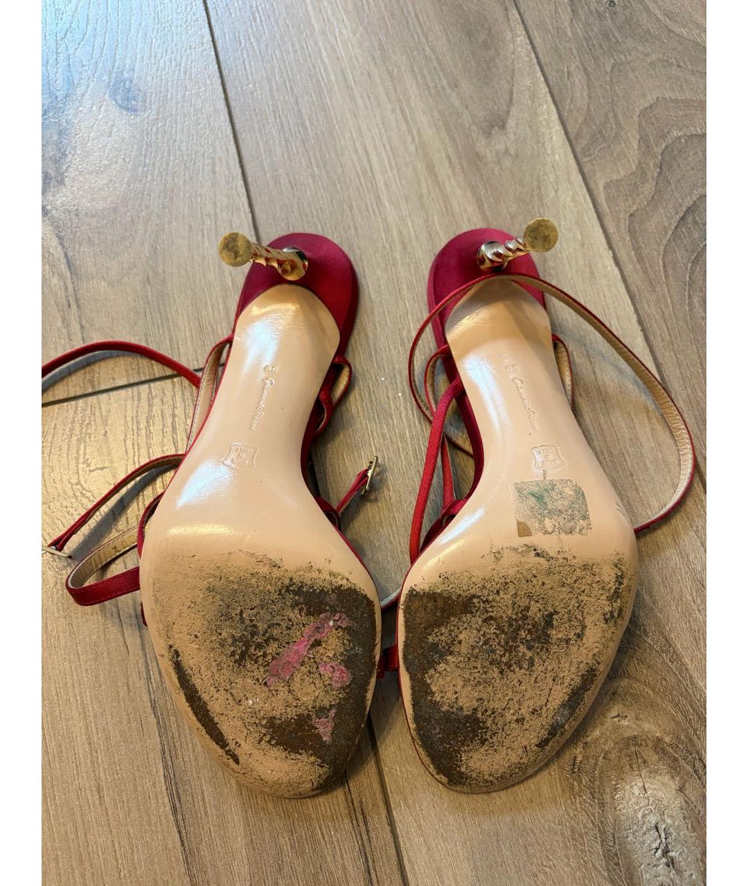 GIANVITO ROSSI Бордовые текстильные туфли, фото 3