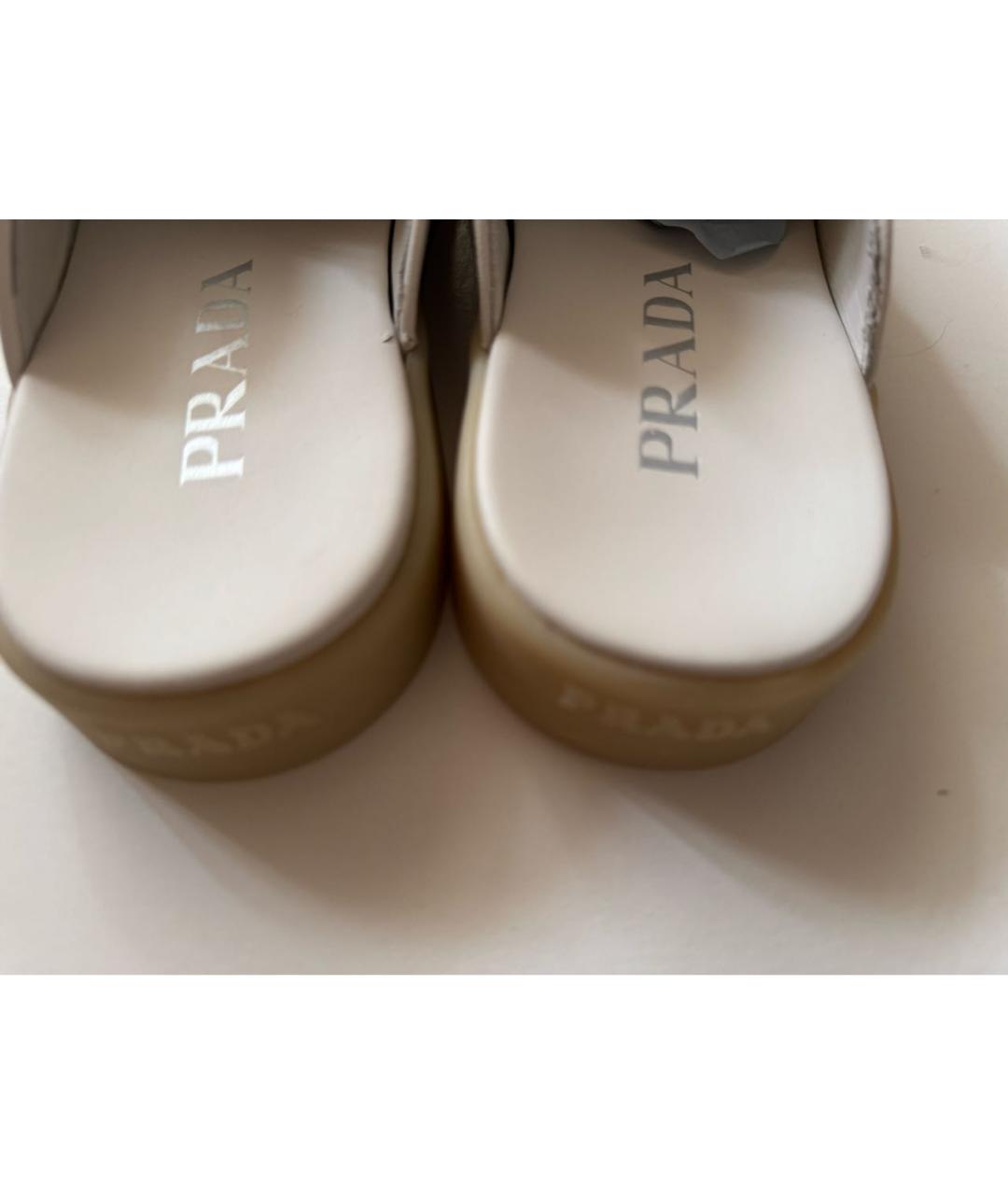 PRADA Бежевые замшевые мюли, фото 4