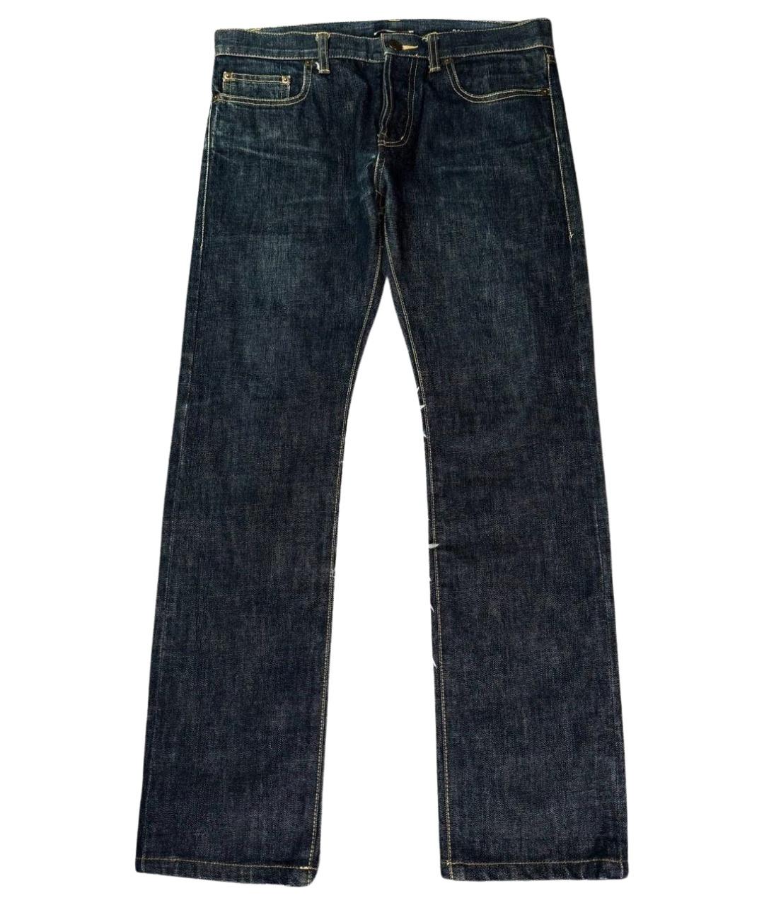 SAINT LAURENT Темно-синие хлопковые прямые джинсы, фото 1