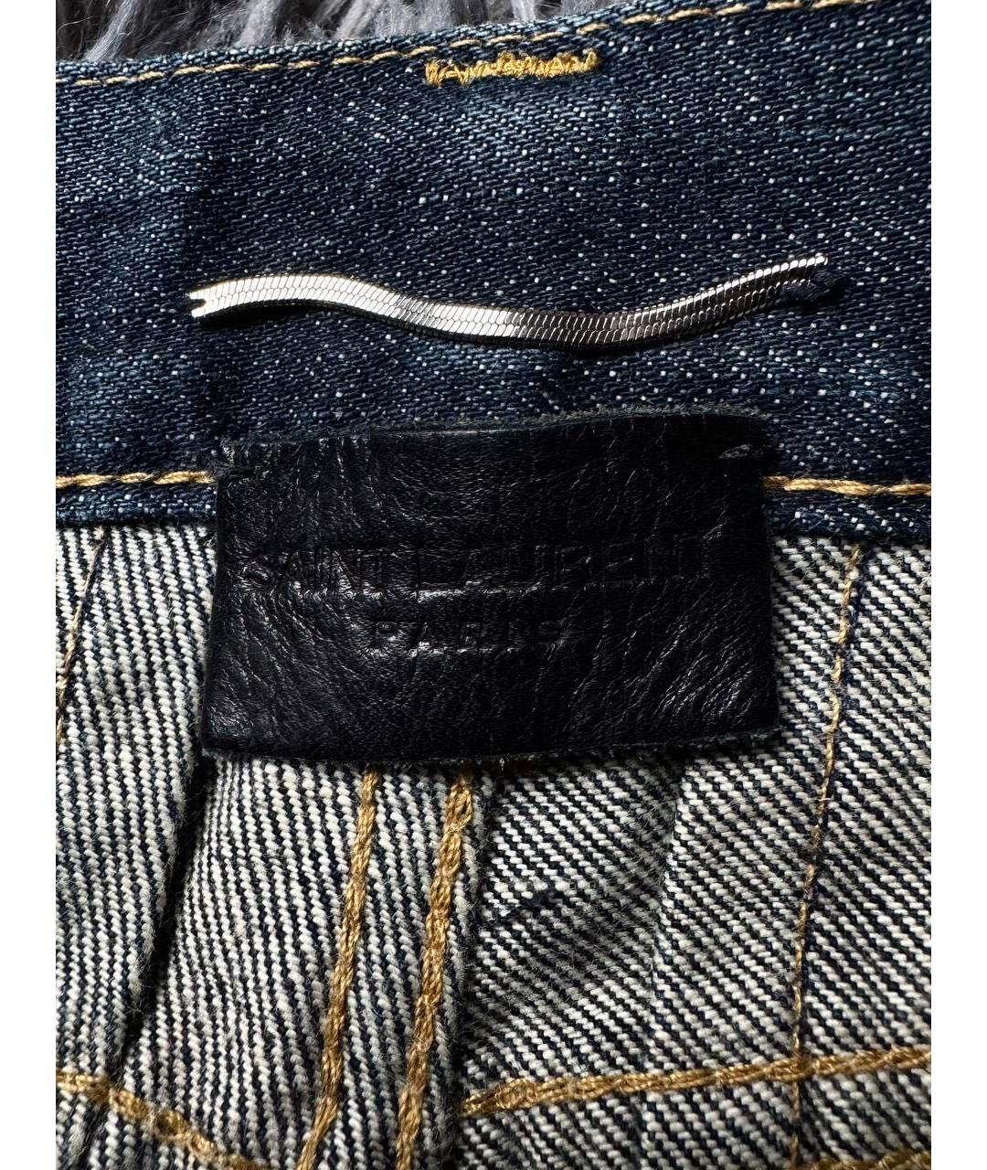 SAINT LAURENT Темно-синие хлопковые прямые джинсы, фото 5