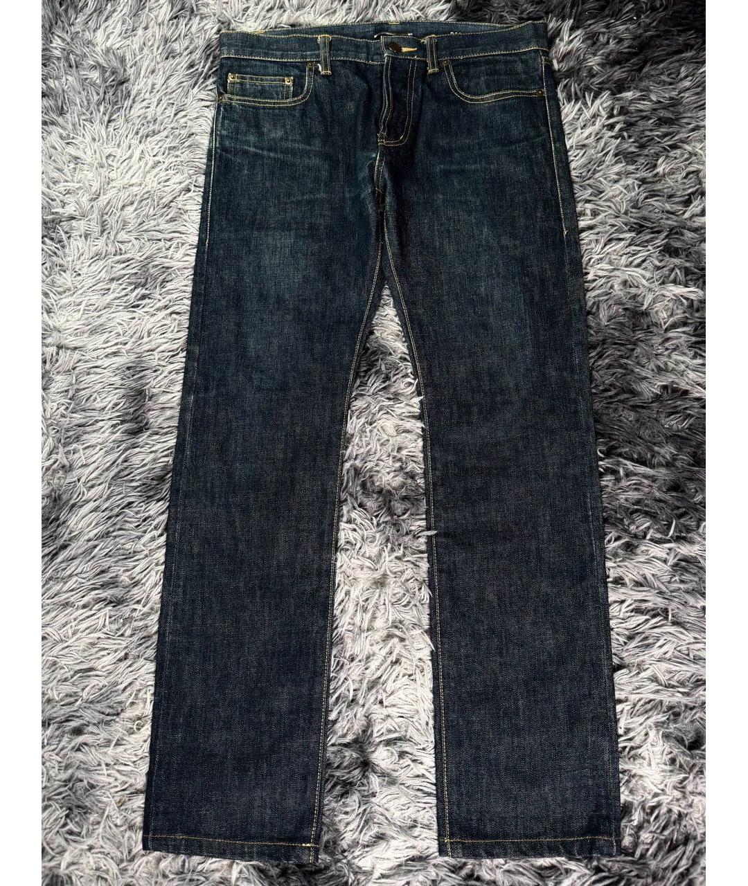 SAINT LAURENT Темно-синие хлопковые прямые джинсы, фото 8