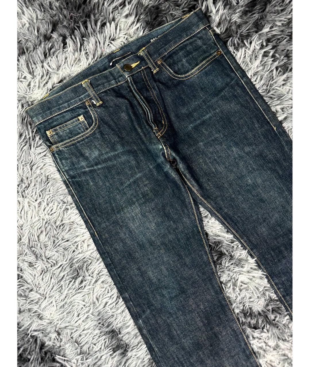 SAINT LAURENT Темно-синие хлопковые прямые джинсы, фото 4