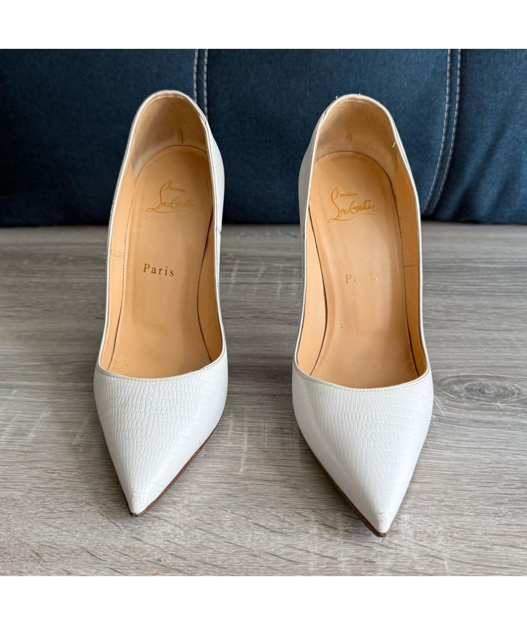 CHRISTIAN LOUBOUTIN Белые кожаные туфли, фото 2