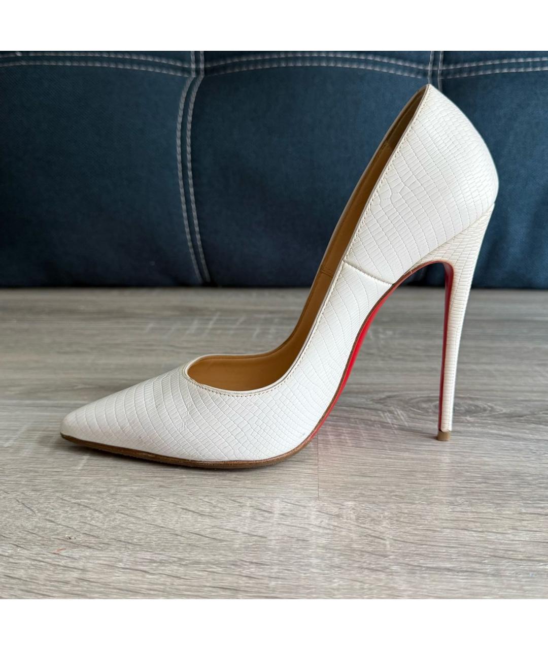 CHRISTIAN LOUBOUTIN Белые кожаные туфли, фото 9