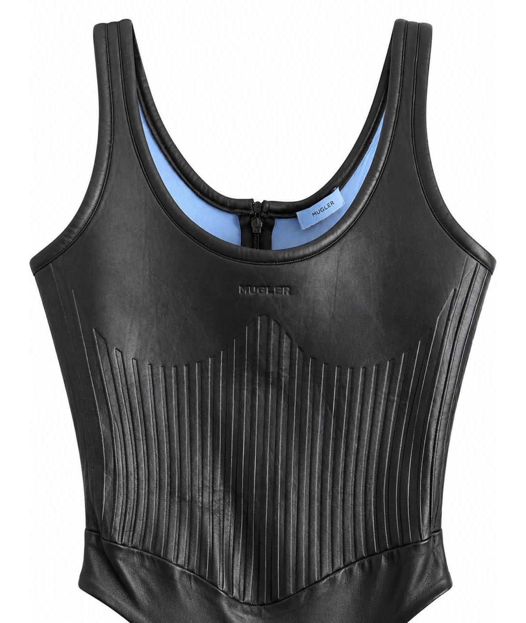 MUGLER Черная полиэстеровая майка, фото 3