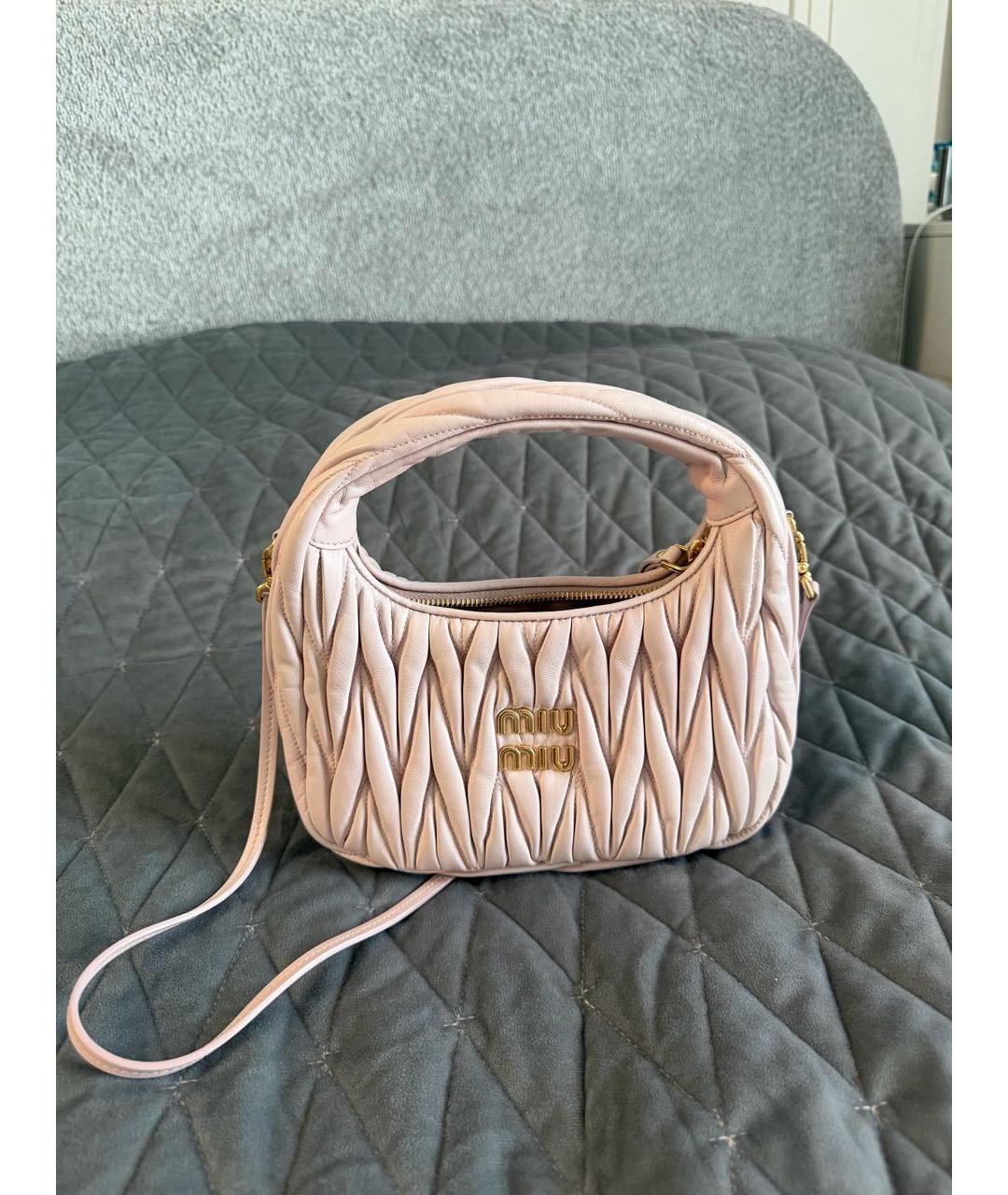 MIU MIU Розовая кожаная сумка с короткими ручками, фото 5