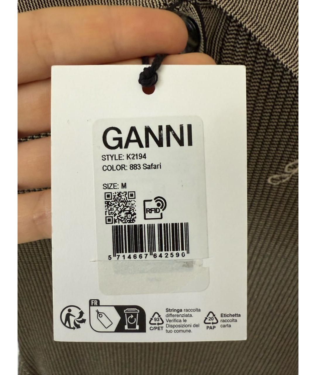 GANNI Хаки вискозное повседневное платье, фото 5