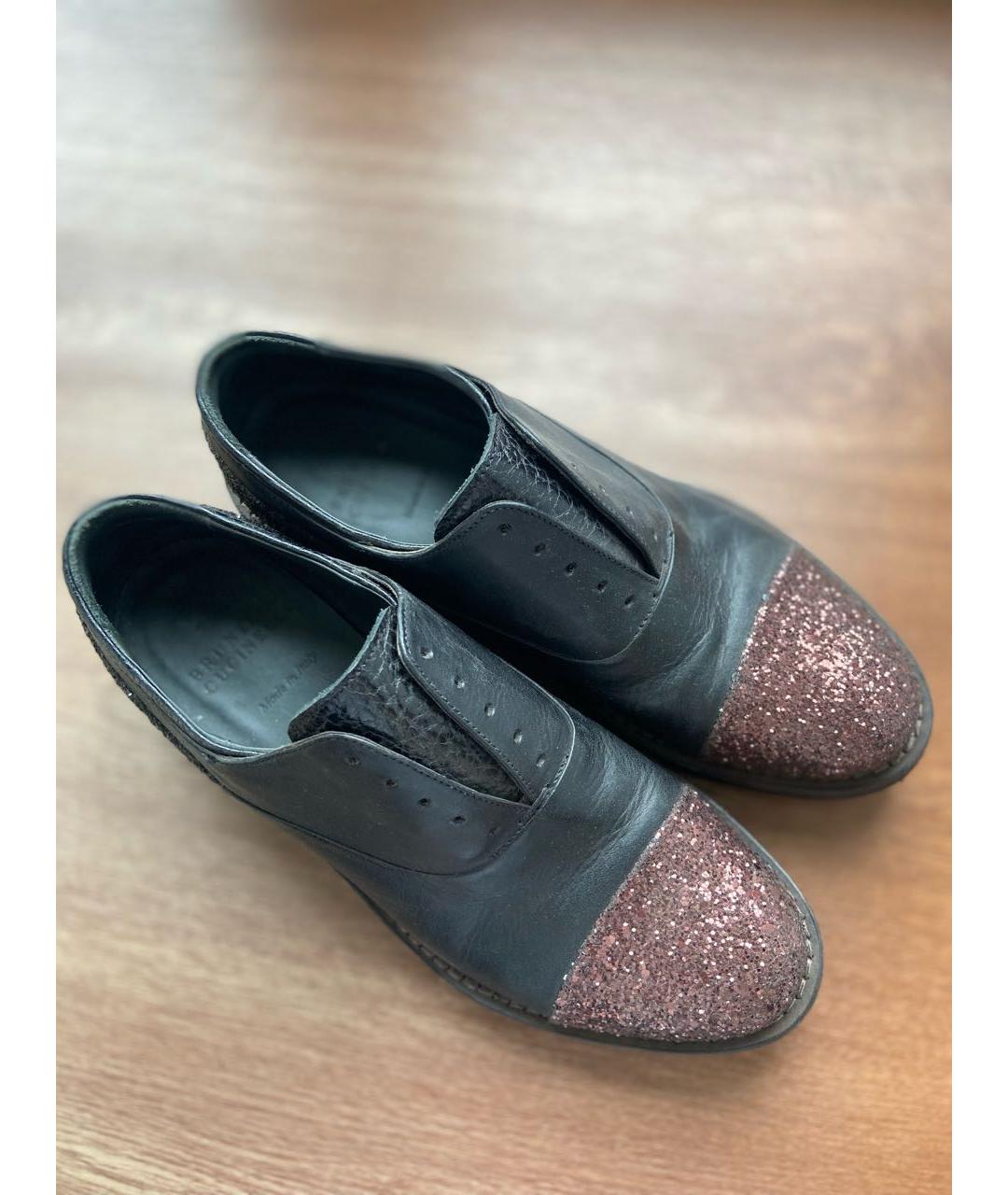 BRUNELLO CUCINELLI Черные кожаные ботинки, фото 4
