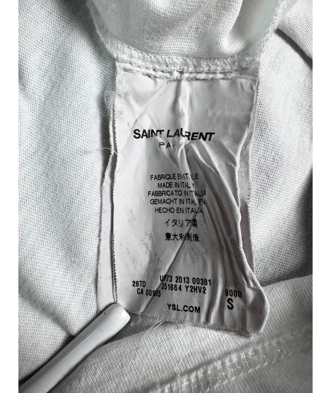SAINT LAURENT Белая хлопковая футболка, фото 5