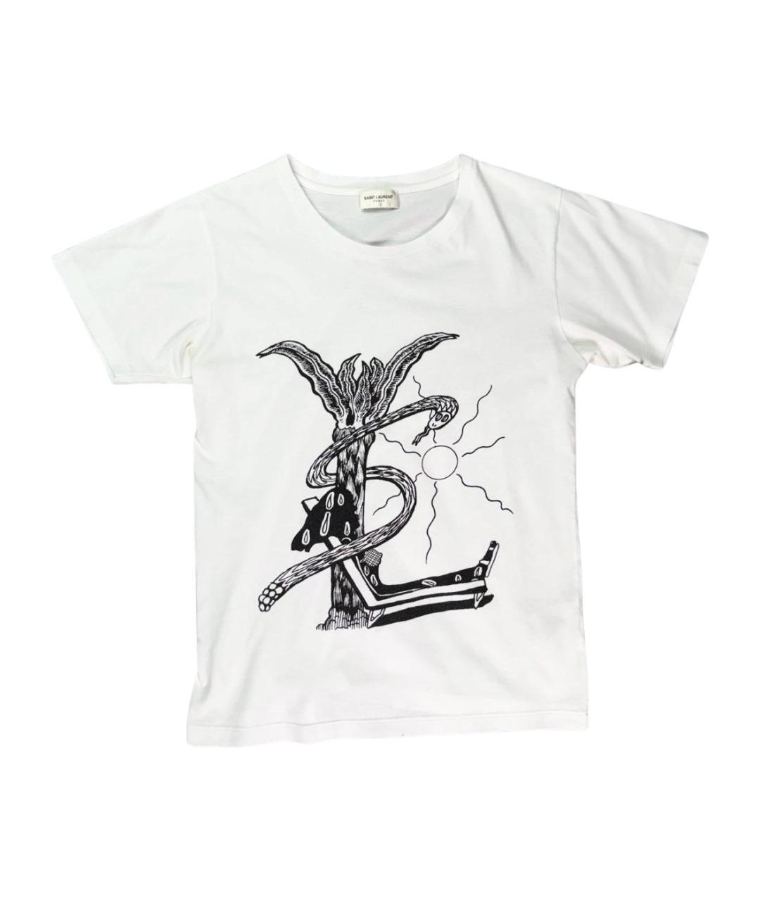 SAINT LAURENT Белая хлопковая футболка, фото 1
