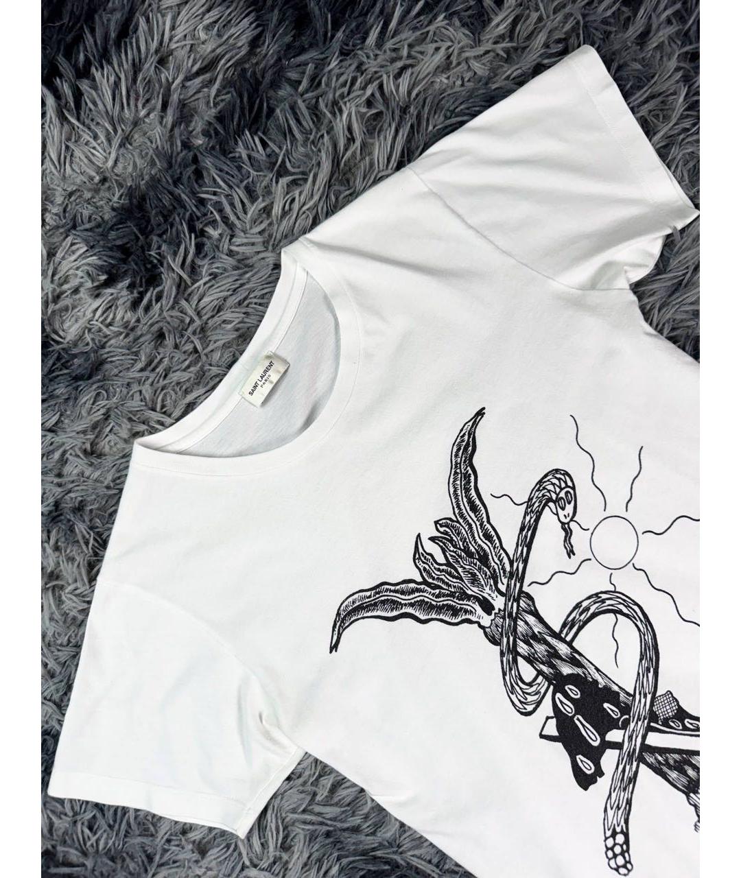 SAINT LAURENT Белая хлопковая футболка, фото 3
