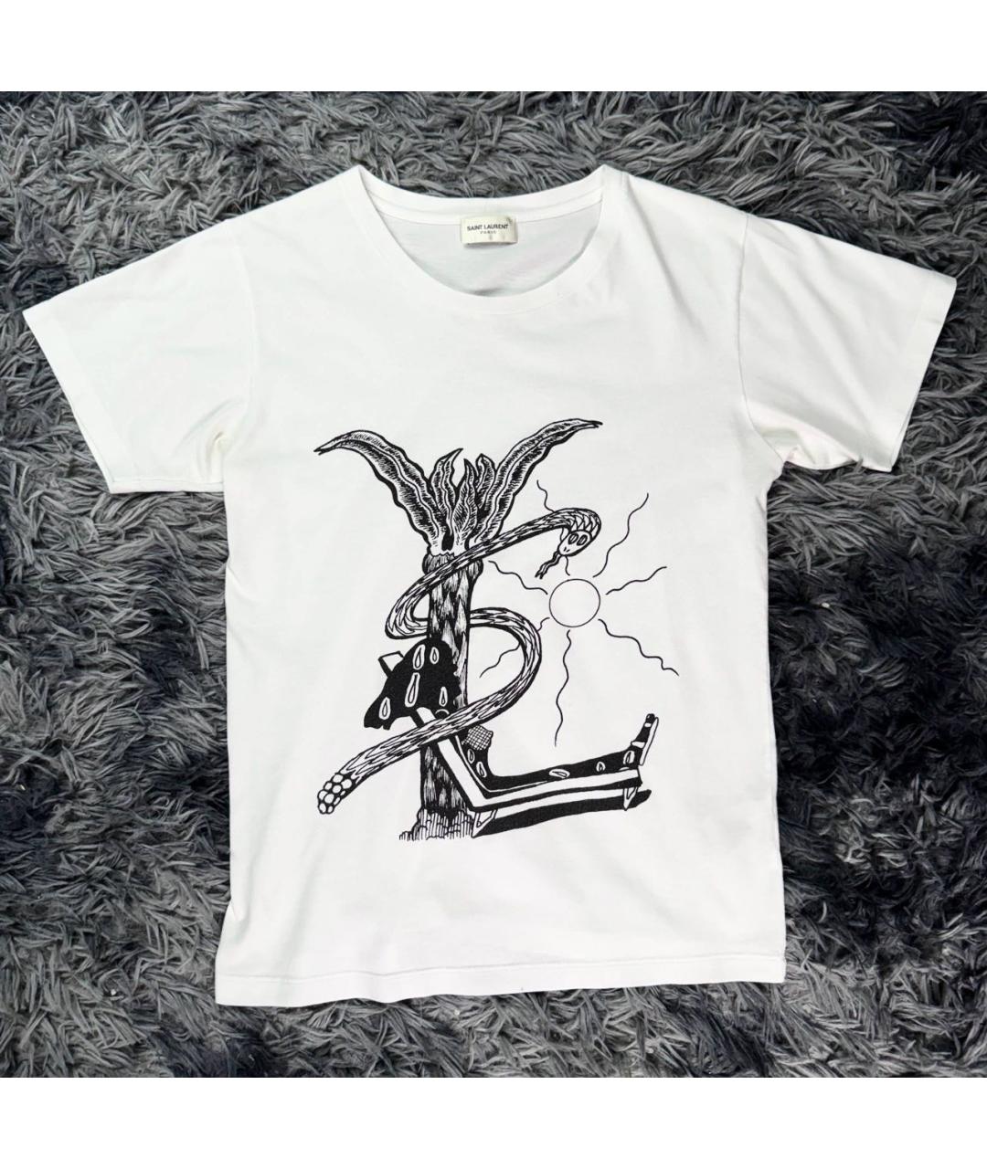 SAINT LAURENT Белая хлопковая футболка, фото 7