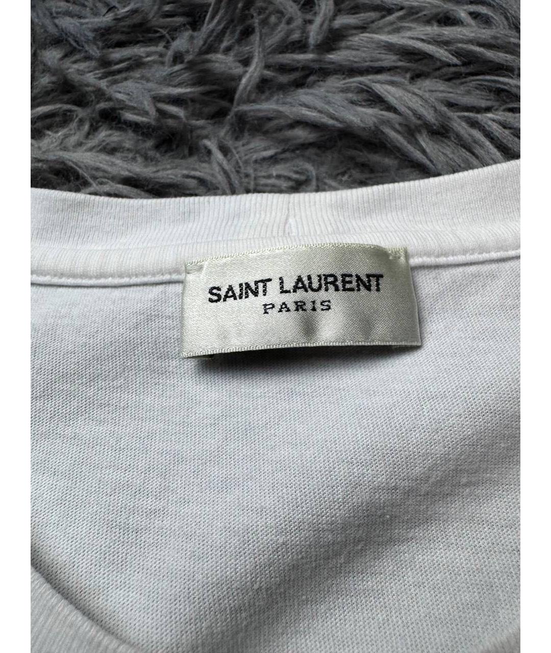 SAINT LAURENT Белая хлопковая футболка, фото 4