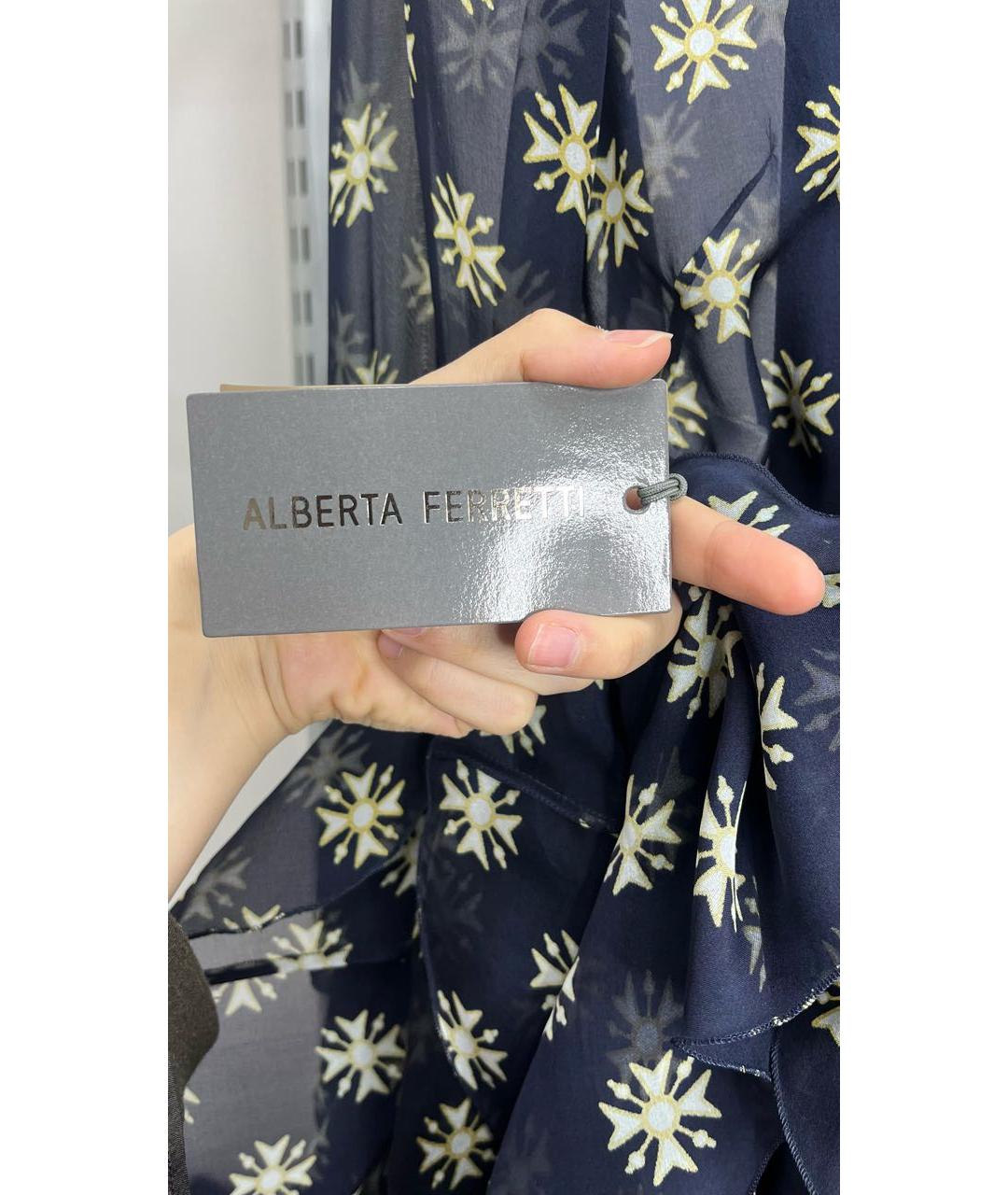ALBERTA FERRETTI Темно-синее шифоновое коктейльное платье, фото 4