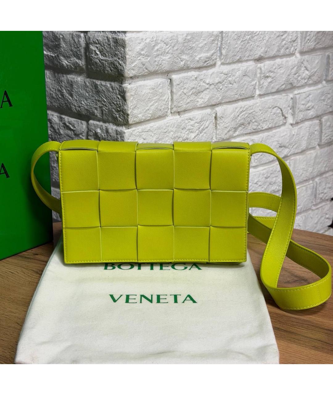 BOTTEGA VENETA Салатовая кожаная сумка через плечо, фото 2