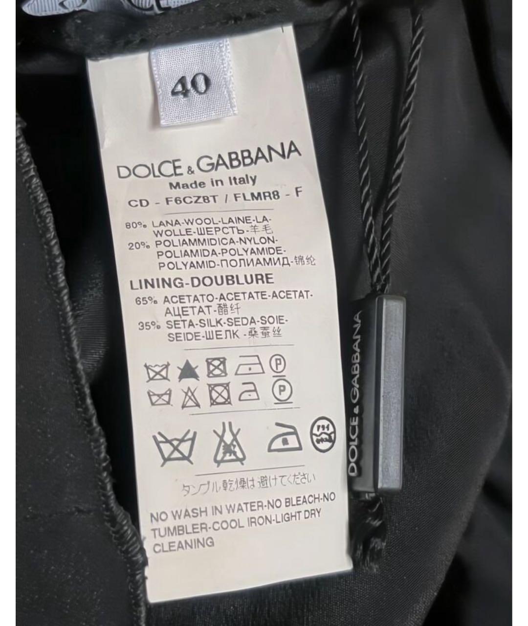 DOLCE&GABBANA Черное шерстяное коктейльное платье, фото 8