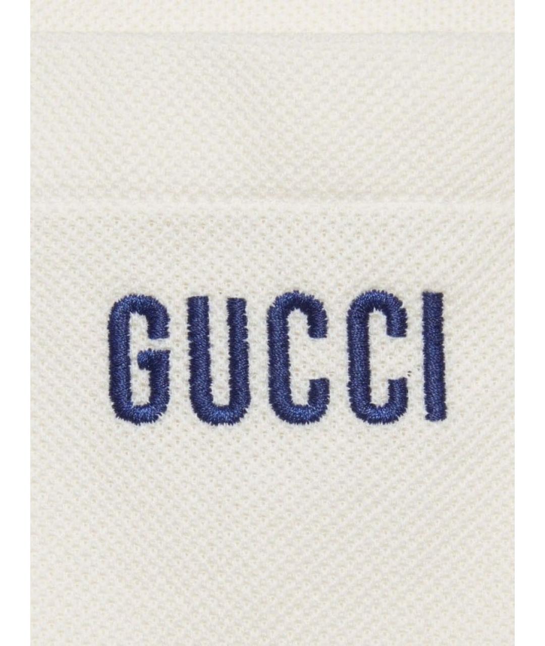 GUCCI Белое хлопковое поло с коротким рукавом, фото 4