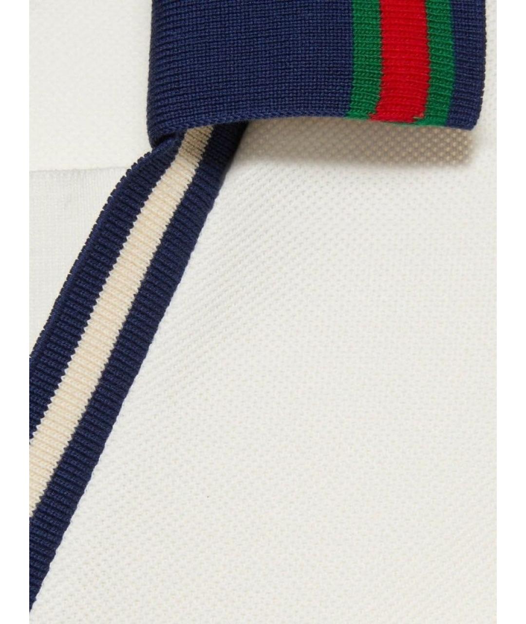 GUCCI Белое хлопковое поло с коротким рукавом, фото 3