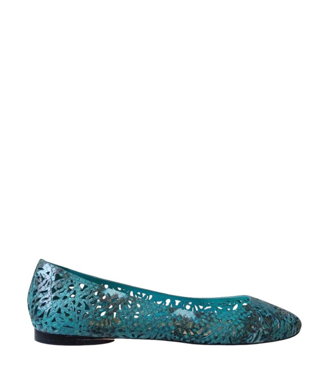 EMILIO PUCCI Бирюзовые кожаные балетки, фото 1
