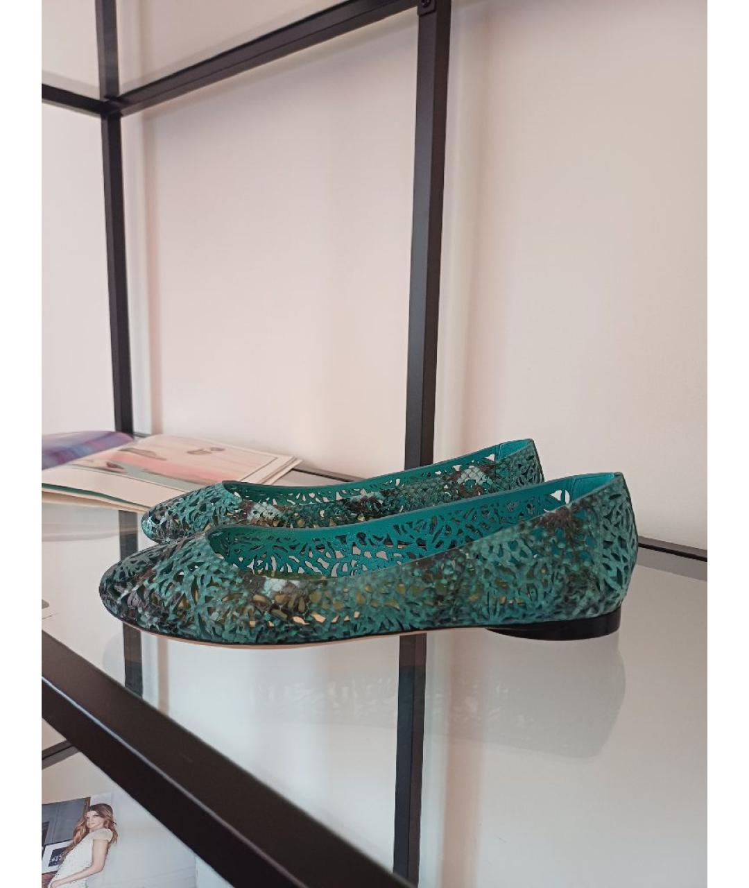 EMILIO PUCCI Бирюзовые кожаные балетки, фото 6